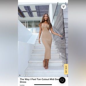 Lulus Tan Cutout Midi Dress